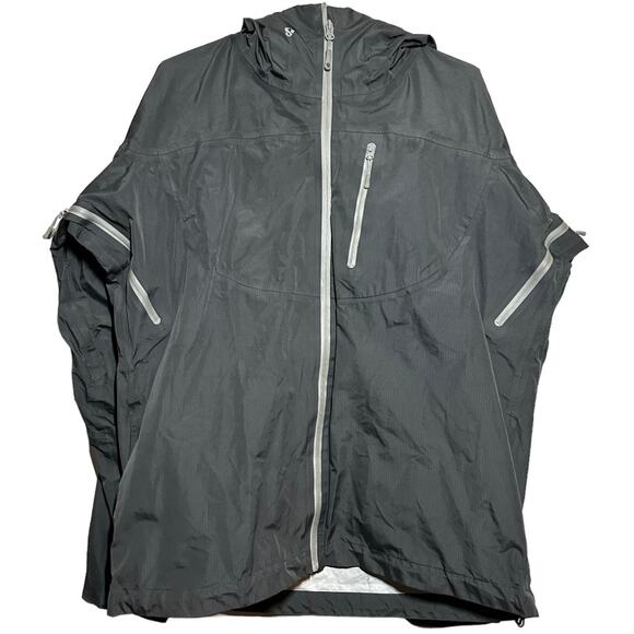 Stoic Windbreaker Jacket Water Repellent Shell Full Zip Hooded Zip Pockets Gray